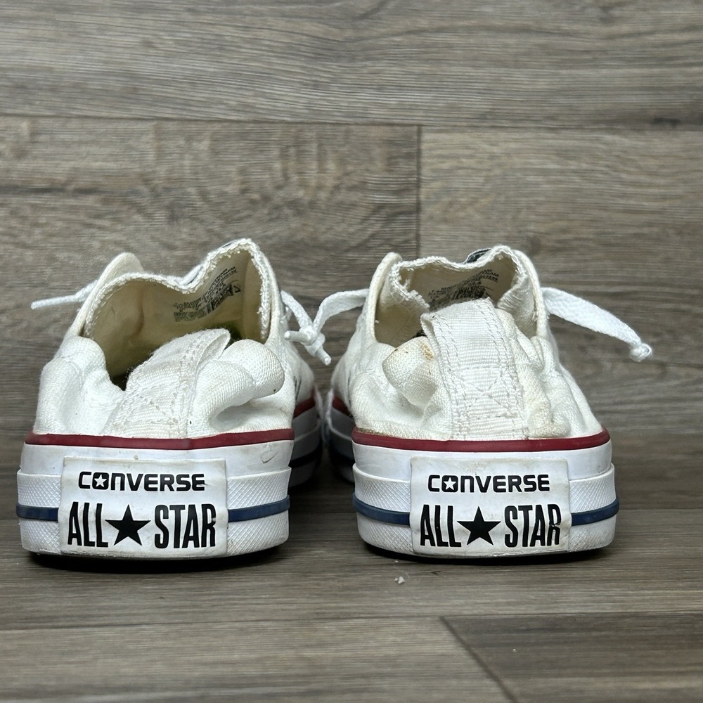 Converse White Canvas Slip-On Mule Sneakers with Red & Navy Trim - Picture 8 of 9